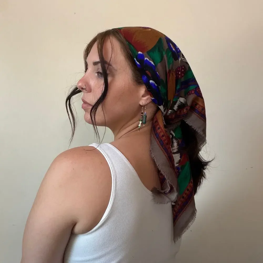 Vintage 90s Challis By Berkshire Floral Square Bandana Scarf